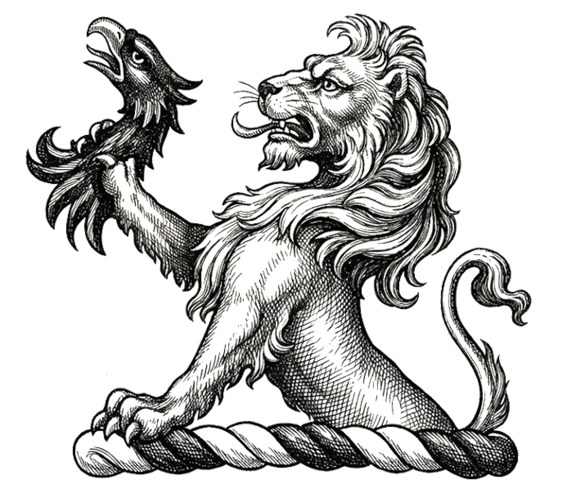 A demi-lion Or, the sinister paw resting on the wreath, and holding in the dexter an eagle's head erased Sable digital download: Includes Color PNG, B&W PNG, and SVG vector files