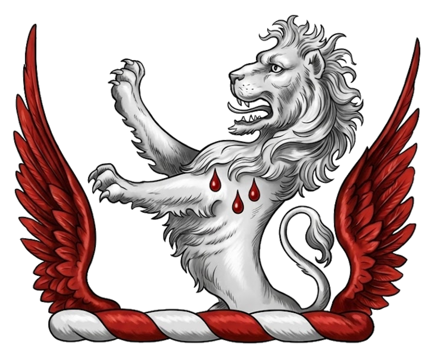 Demi-Lion Rampant Between Two Wings digital download: Includes Color PNG, B&W PNG, and SVG vector files