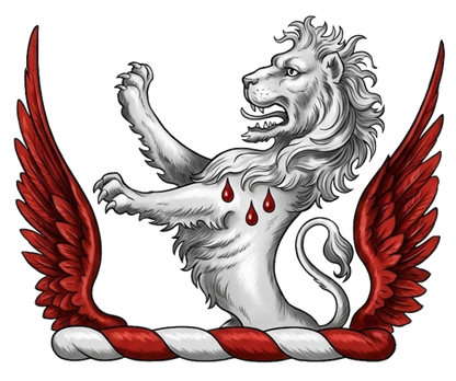 Demi-Lion Rampant Between Two Wings digital download: Includes Color PNG, B&W PNG, and SVG vector files