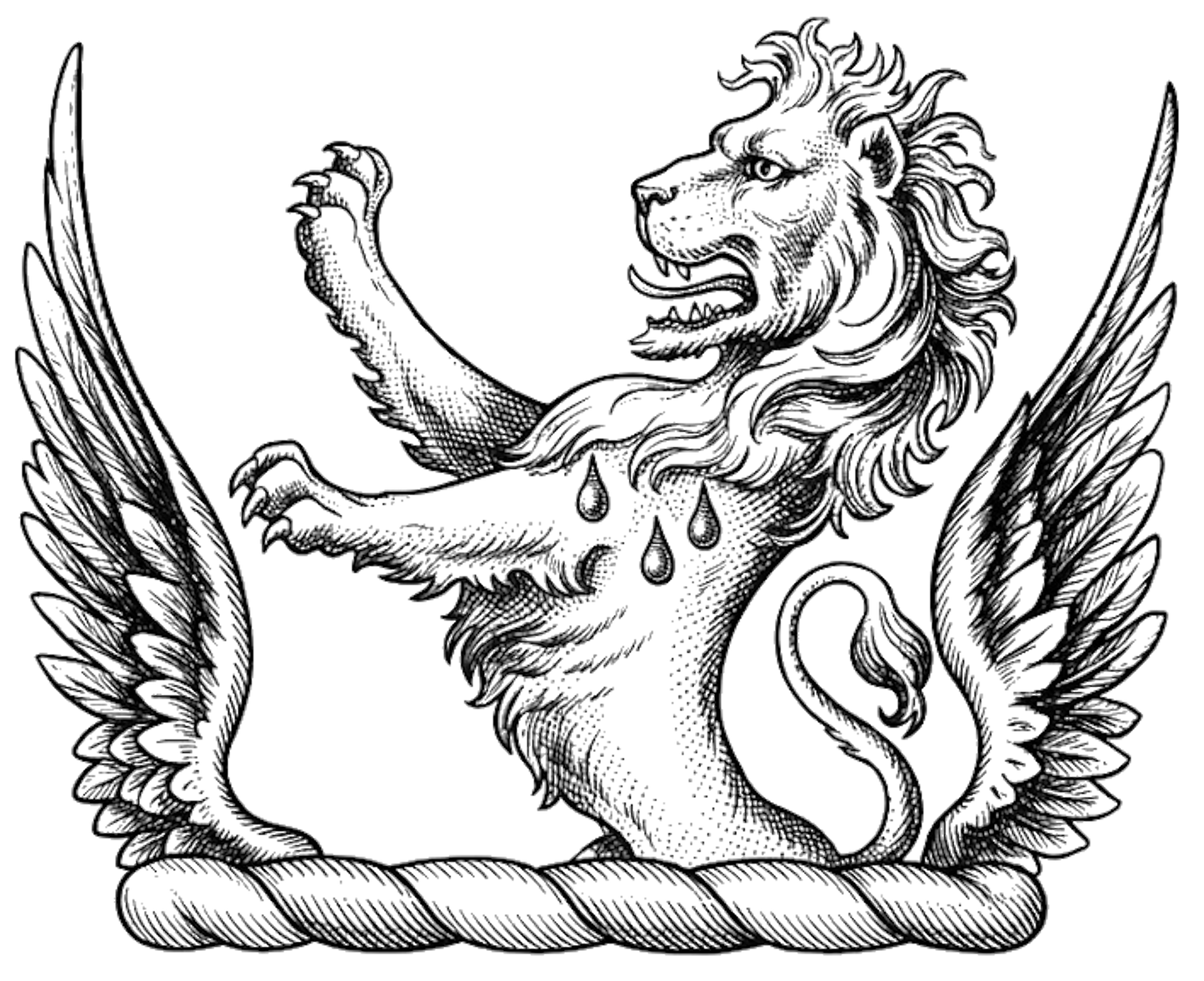 Demi-Lion Rampant Between Two Wings digital download: Includes Color PNG, B&W PNG, and SVG vector files