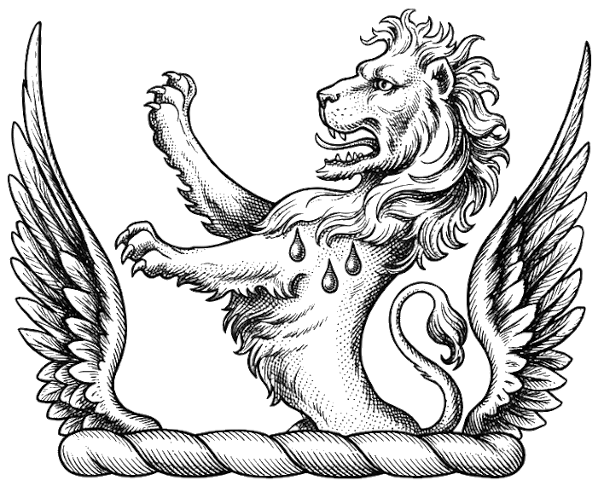 Demi-Lion Rampant Between Two Wings digital download: Includes Color PNG, B&W PNG, and SVG vector files
