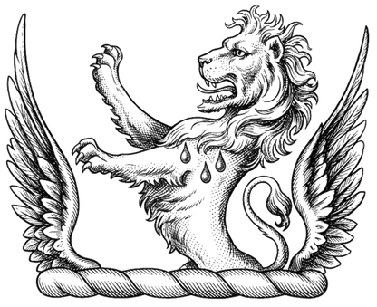 Demi-Lion Rampant Between Two Wings digital download: Includes Color PNG, B&W PNG, and SVG vector files