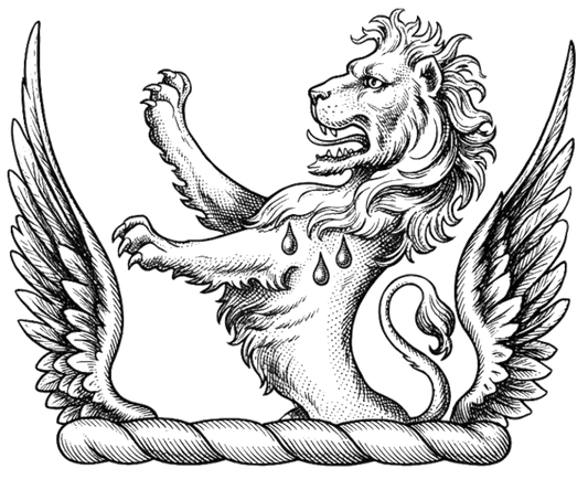 Demi-Lion Rampant Between Two Wings digital download: Includes Color PNG, B&W PNG, and SVG vector files