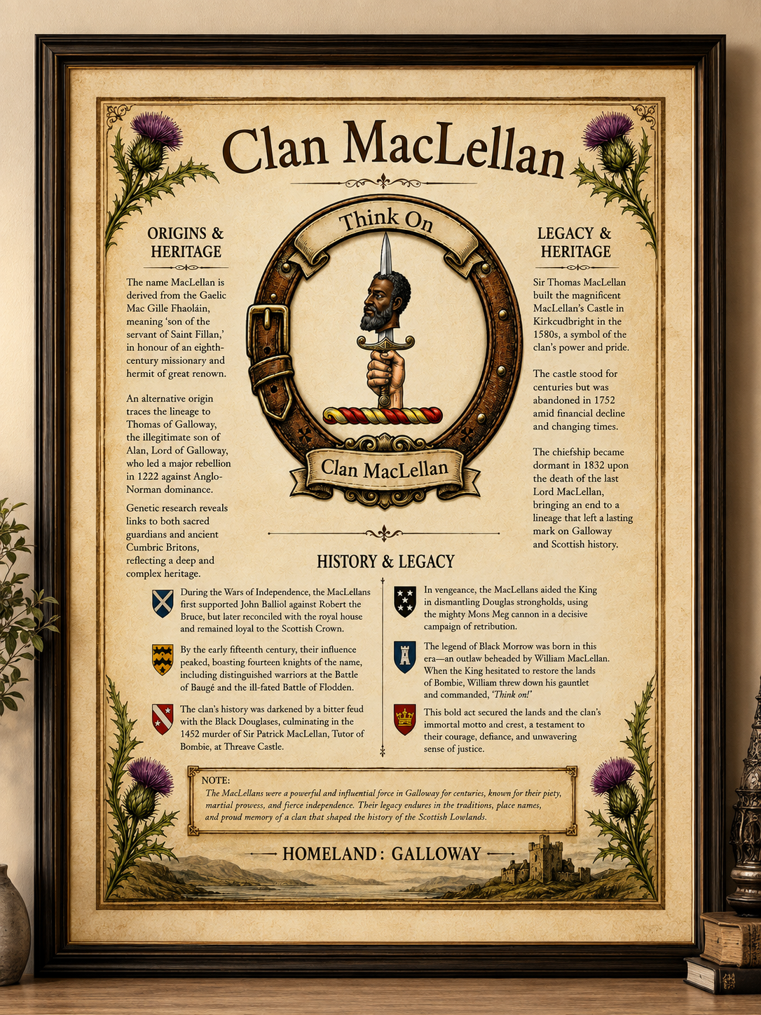 Scottish Clan MacLellan Heritage Poster - Instant Digital Download