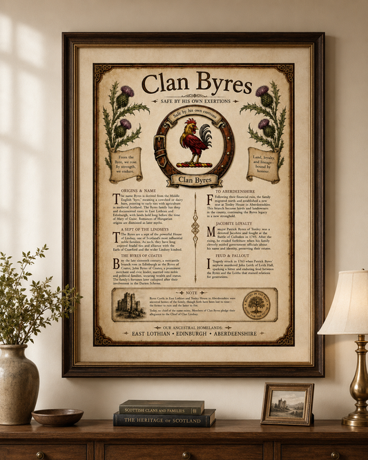 Scottish Clan Byres Heritage Poster - Instant Digital Download
