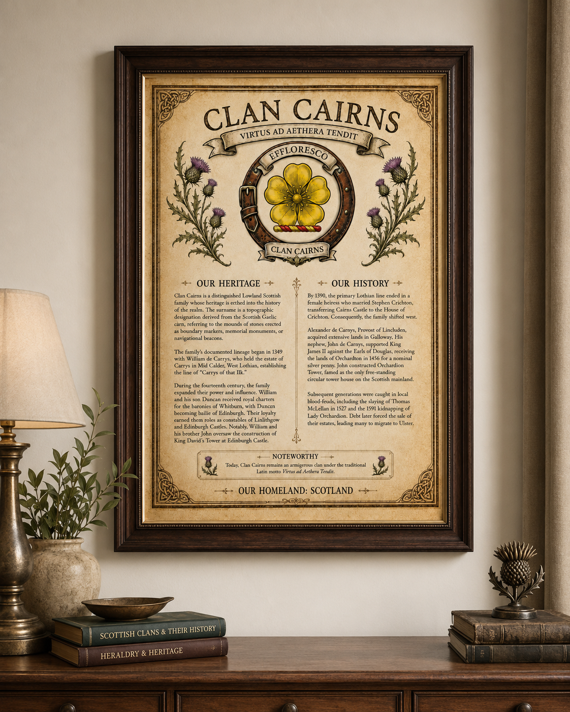 Scottish Clan Cairns Heritage Poster - Instant Digital Download