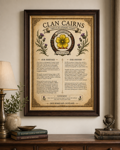Scottish Clan Cairns Heritage Poster - Instant Digital Download