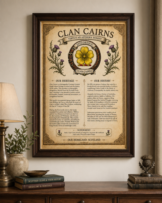 Scottish Clan Cairns Heritage Poster - Instant Digital Download