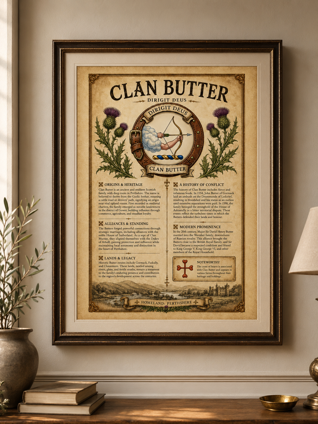 Scottish Clan Butter Heritage Poster - Instant Digital Download