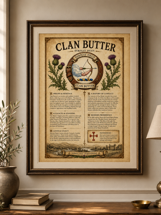 Scottish Clan Butter Heritage Poster - Instant Digital Download