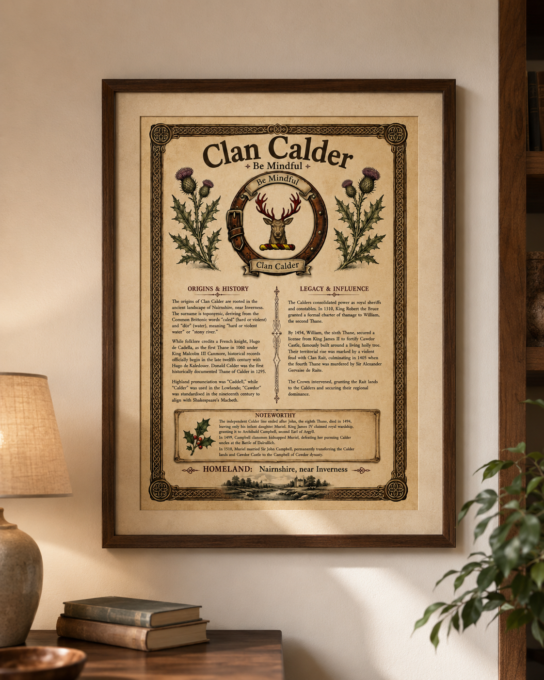 Scottish Clan Calder Heritage Poster - Instant Digital Download