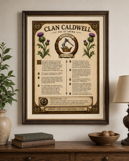 Scottish Clan Caldwell Heritage Poster - Instant Digital Download