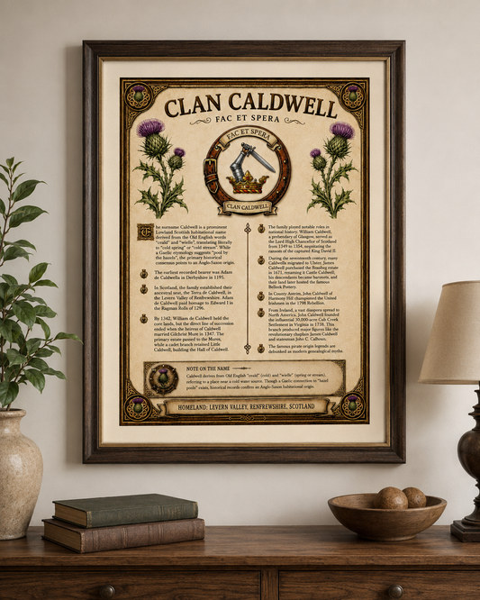 Scottish Clan Caldwell Heritage Poster - Instant Digital Download