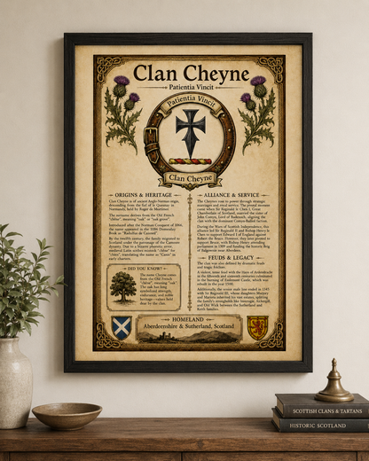 Scottish Clan Cheyne Heritage Poster - Instant Digital Download