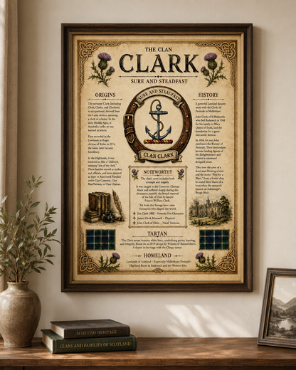Scottish Clan Clark Heritage Poster - Instant Digital Download