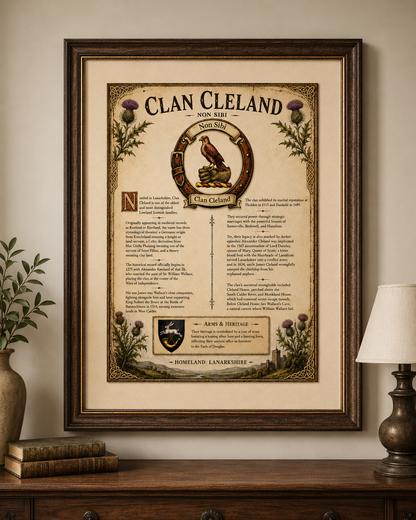 Scottish Clan Cleland Heritage Poster - Instant Digital Download