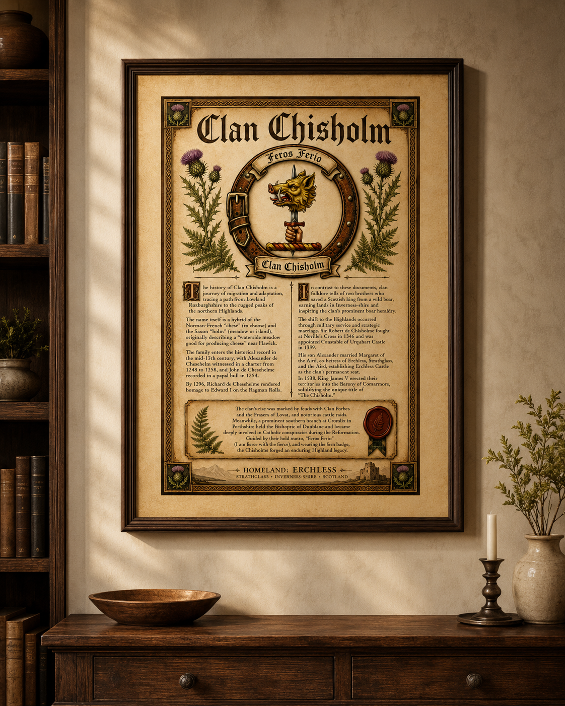 Scottish Clan Chisholm Heritage Poster - Instant Digital Download