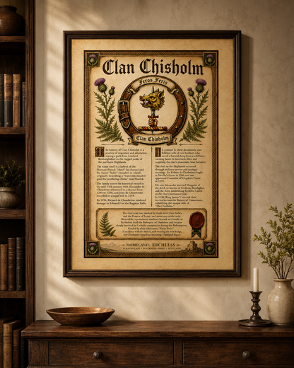 Scottish Clan Chisholm Heritage Poster - Instant Digital Download