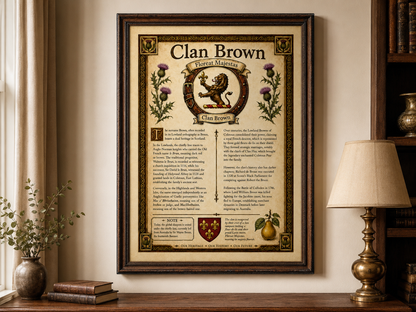 Scottish Clan Brown Heritage Poster - Instant Digital Download