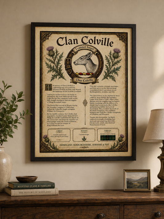 Scottish Clan Colville Heritage Poster - Instant Digital Download