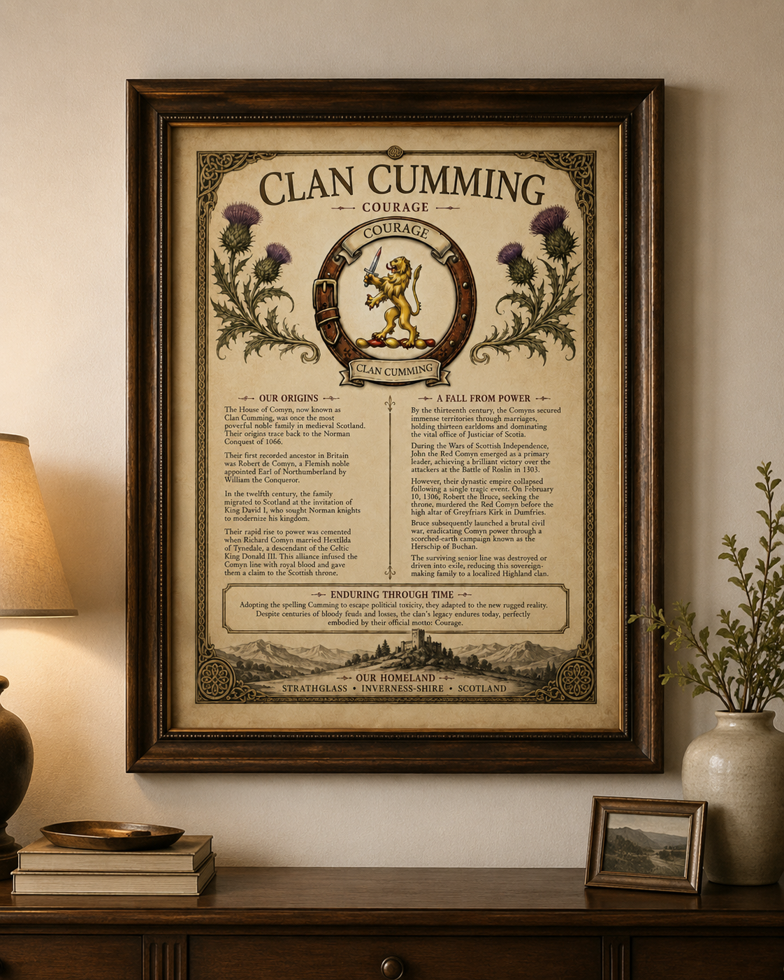 Scottish Clan Cumming Heritage Poster - Instant Digital Download