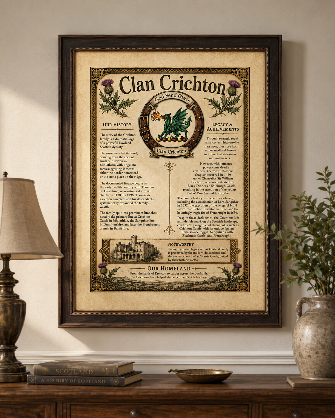 Scottish Clan Crichton Heritage Poster - Instant Digital Download