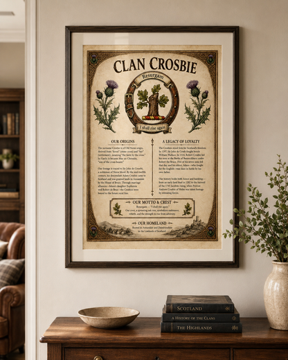 Scottish Clan Crosbie Heritage Poster - Instant Digital Download