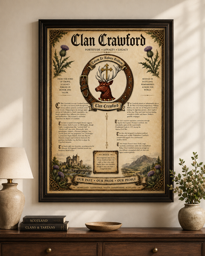 Scottish Clan Crawford Heritage Poster - Instant Digital Download