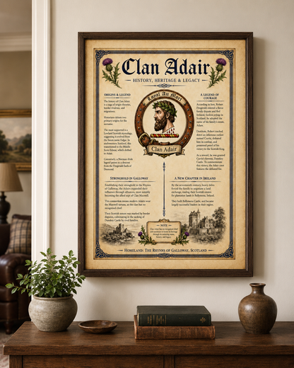 Scottish Clan Adair Heritage Poster - Instant Digital Download