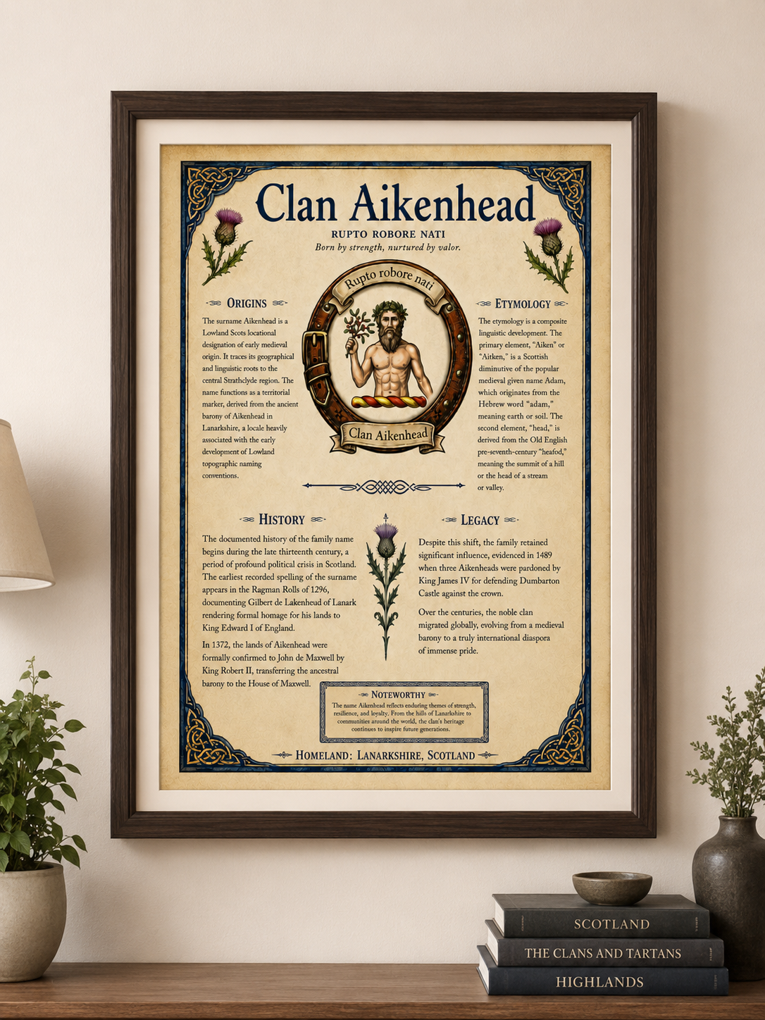 Scottish Clan Aikenhead Heritage Poster - Instant Digital Download