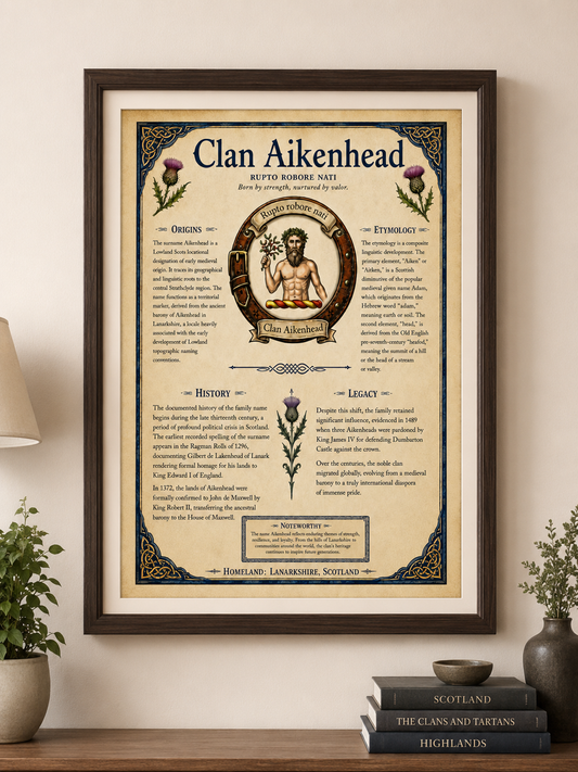 Scottish Clan Aikenhead Heritage Poster - Instant Digital Download
