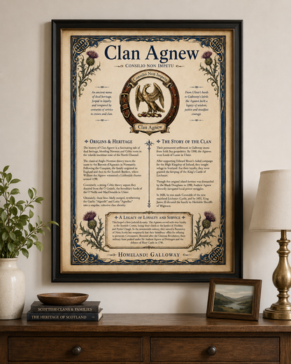 Scottish Clan Agnew Heritage Poster - Instant Digital Download