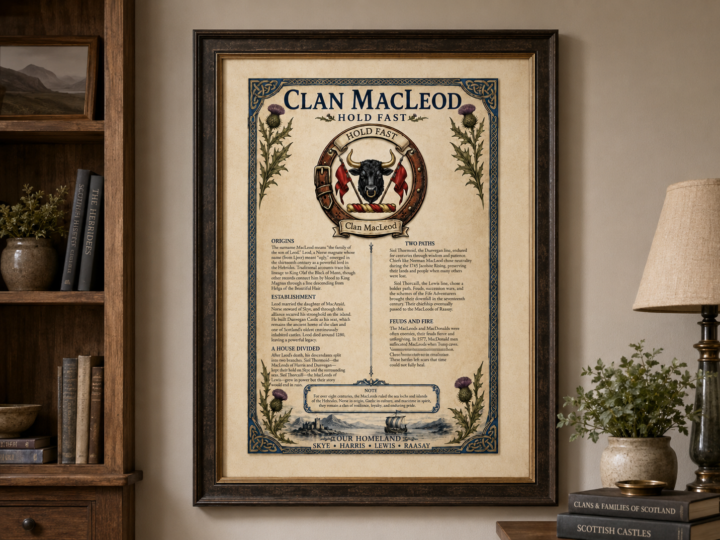 Scottish Clan MacLeod Heritage Poster - Instant Digital Download digital download: Includes Color PNG, B&W PNG, and SVG vector files