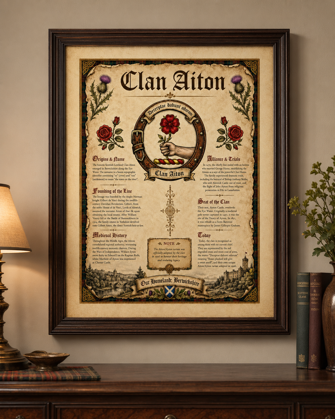 Scottish Clan Aiton Heritage Poster - Instant Digital Download digital download: Includes Color PNG, B&W PNG, and SVG vector files