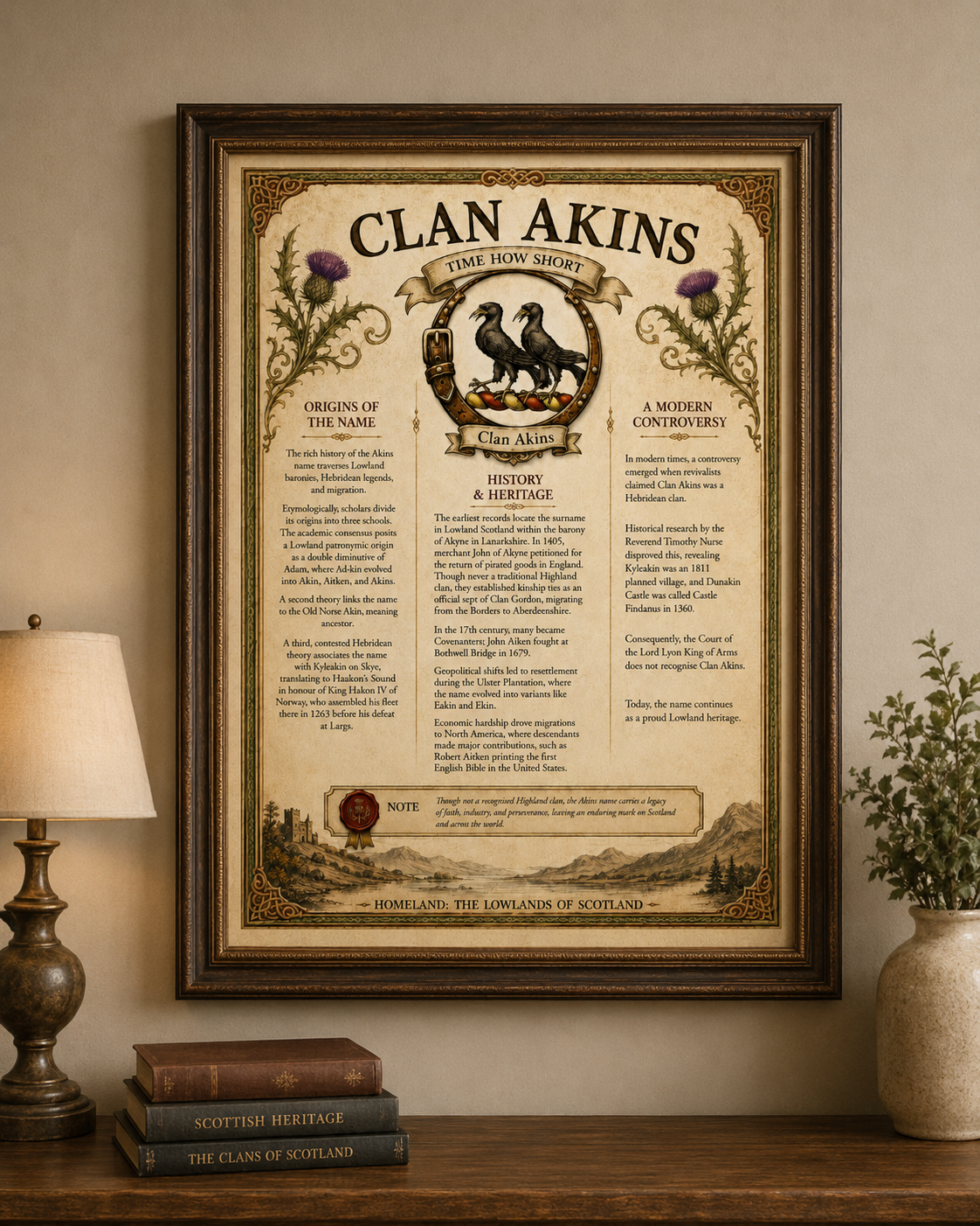 Scottish Clan Akins Heritage Poster - Instant Digital Download digital download: Includes Color PNG, B&W PNG, and SVG vector files