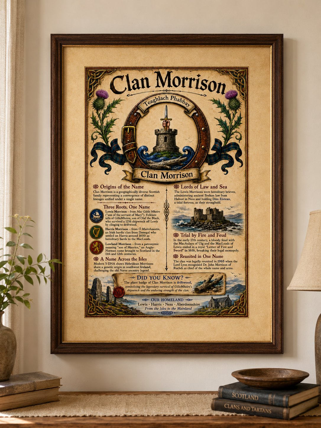 Scottish Clan Morrison Heritage Poster - Instant Digital Download digital download: Includes Color PNG, B&W PNG, and SVG vector files