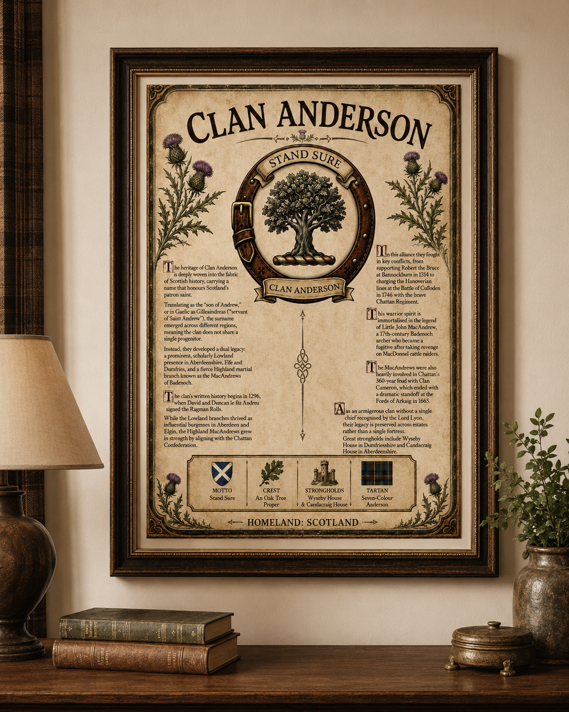 Scottish Clan Anderson Heritage Poster - Instant Digital Download digital download: Includes Color PNG, B&W PNG, and SVG vector files