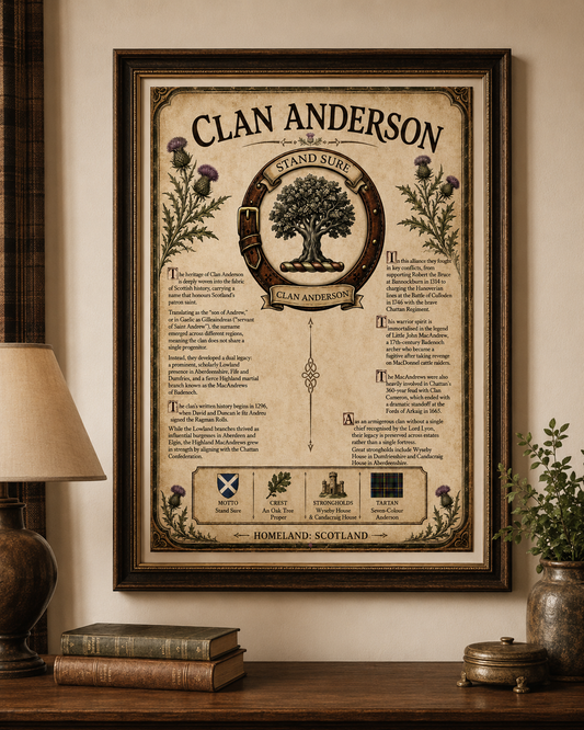 Scottish Clan Anderson Heritage Poster - Instant Digital Download digital download: Includes Color PNG, B&W PNG, and SVG vector files