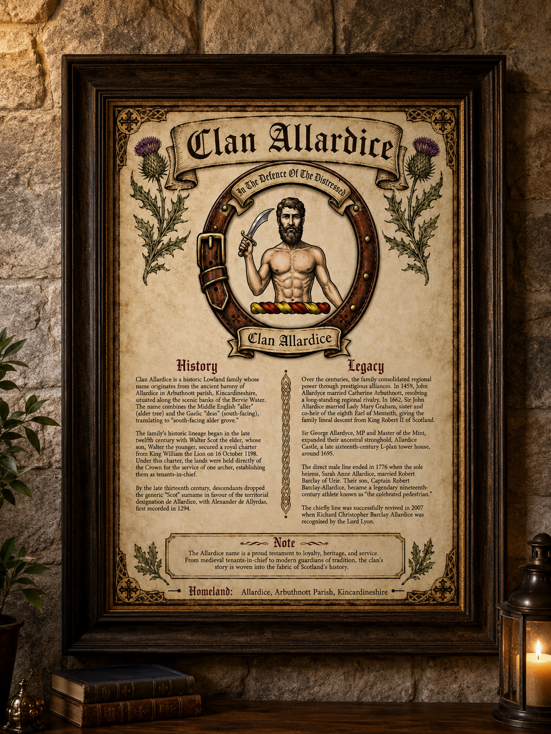 Scottish Clan Allardice Heritage Poster - Instant Digital Download digital download: Includes Color PNG, B&W PNG, and SVG vector files
