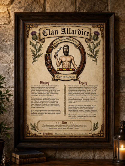Scottish Clan Allardice Heritage Poster - Instant Digital Download