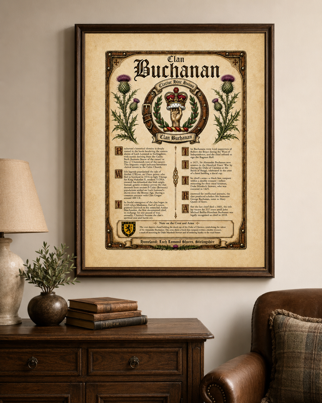Scottish Clan Buchanan Heritage Poster - Instant Digital Download digital download: Includes Color PNG, B&W PNG, and SVG vector files