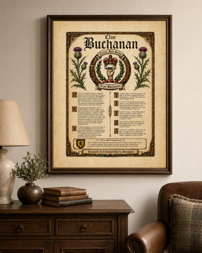 Scottish Clan Buchanan Heritage Poster - Instant Digital Download