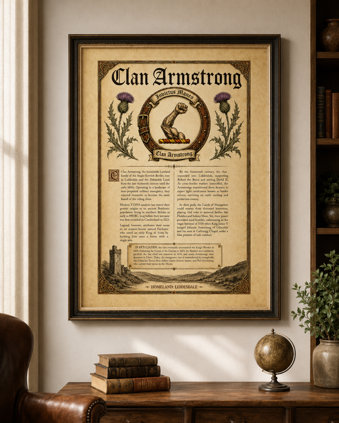 Scottish Clan Armstrong Heritage Poster - Instant Digital Download digital download: Includes Color PNG, B&W PNG, and SVG vector files