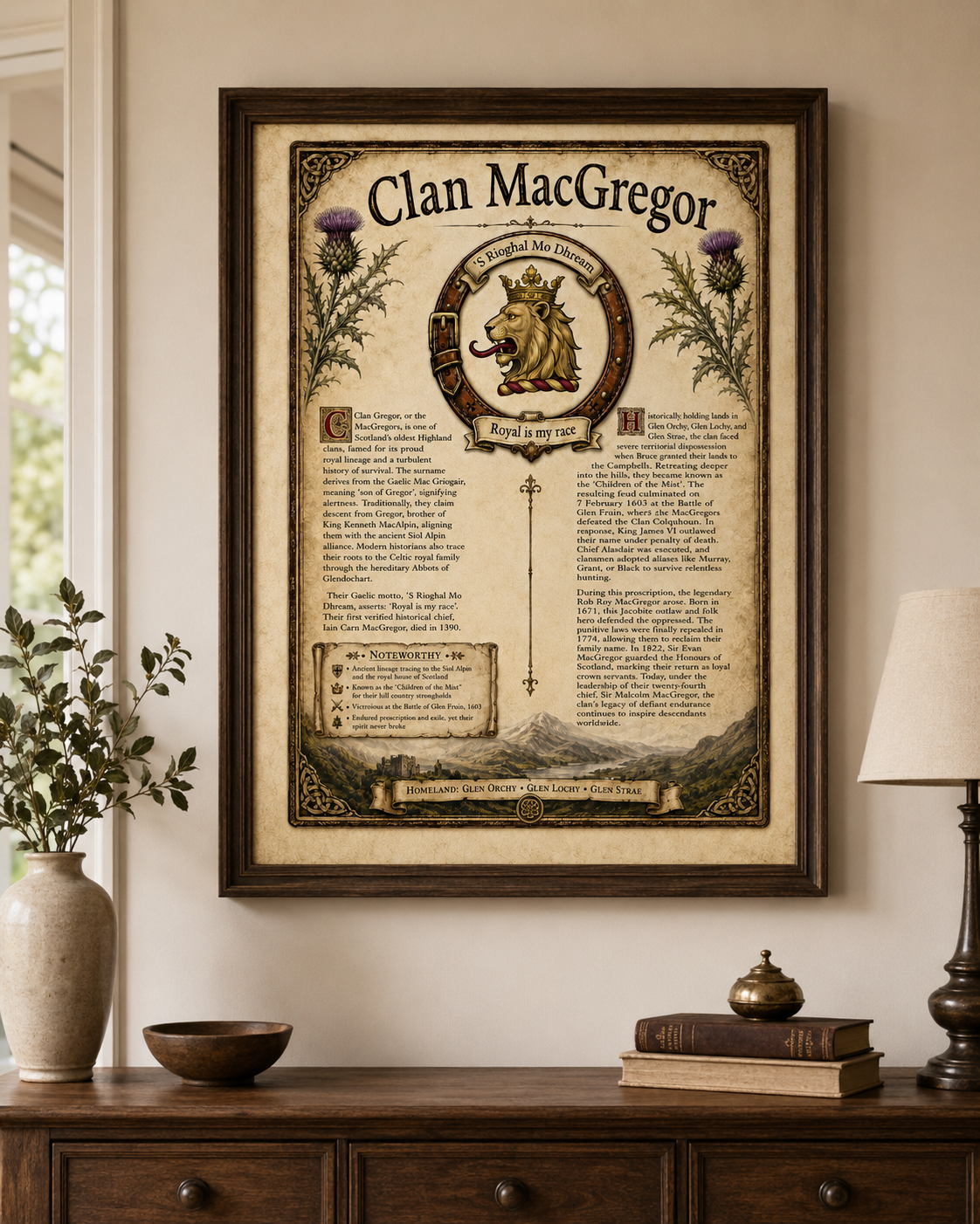 Scottish Clan Gregor Heritage Poster - Instant Digital Download digital download: Includes Color PNG, B&W PNG, and SVG vector files