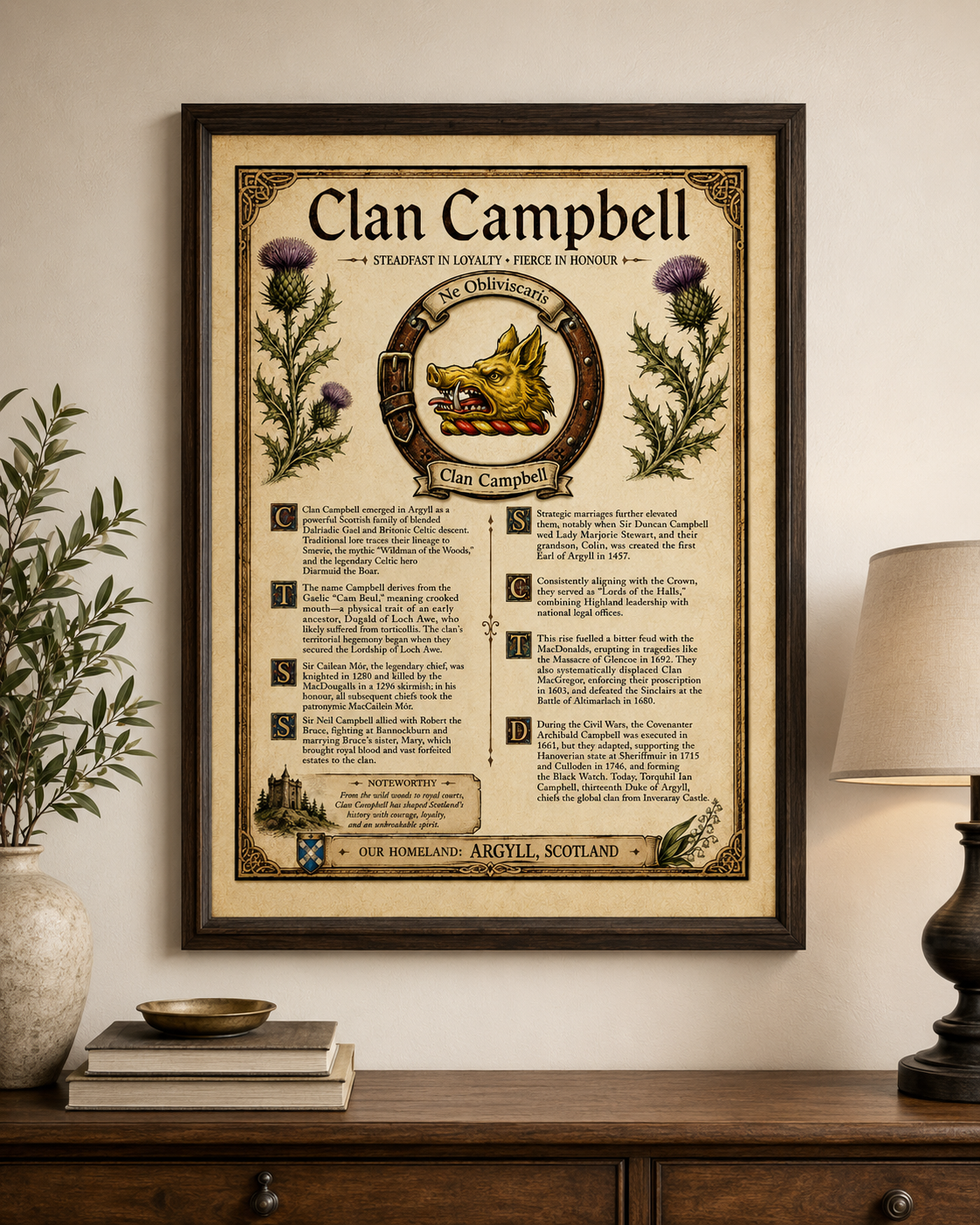 Scottish Clan Campbell Heritage Poster - Instant Digital Download digital download: Includes Color PNG, B&W PNG, and SVG vector files