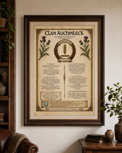 Scottish Clan Auchinleck Heritage Poster - Instant Digital Download