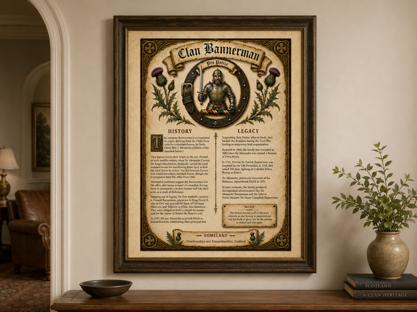 Scottish Clan Bannerman Heritage Poster - Instant Digital Download digital download: Includes Color PNG, B&W PNG, and SVG vector files