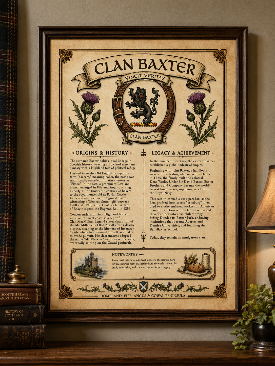 Scottish Clan Baxter Heritage Poster - Instant Digital Download digital download: Includes Color PNG, B&W PNG, and SVG vector files