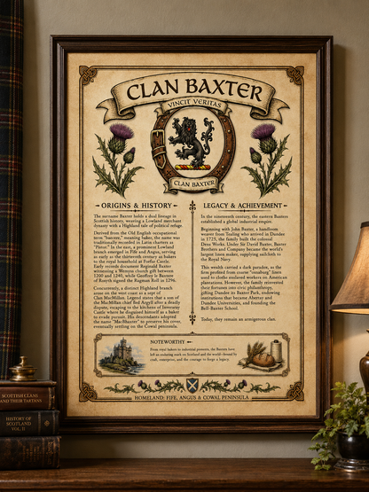 Scottish Clan Baxter Heritage Poster - Instant Digital Download