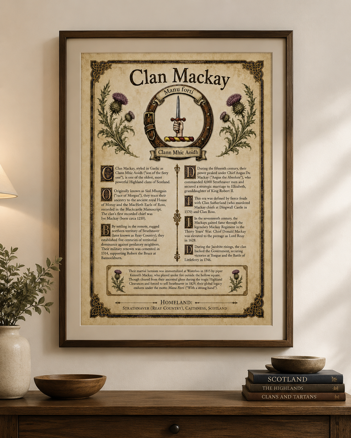 Scottish Clan MacKay Heritage Poster - Instant Digital Download digital download: Includes Color PNG, B&W PNG, and SVG vector files